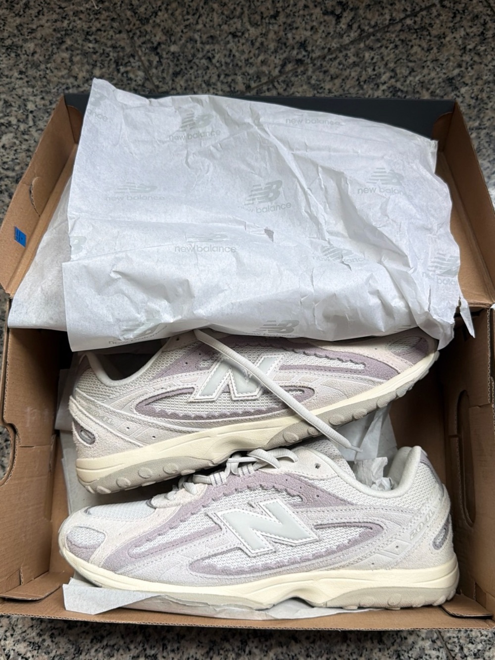 New Balance Women's Lavender and Off-White Sneakers